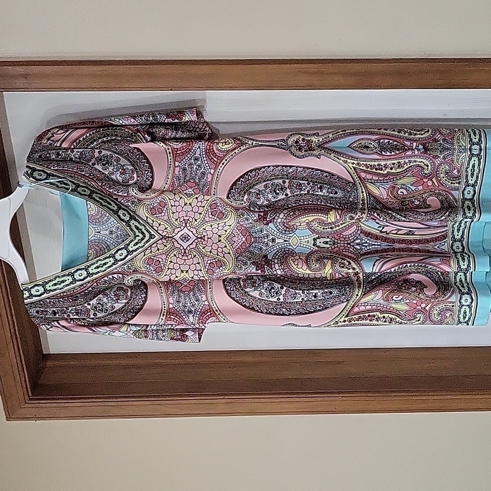 Sandra DARREN FLORAL GEOMETRIC DRESS SIZE 4P - Picture 1 of 7